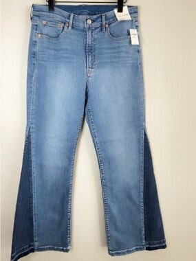 GAP Two-Tone Blue Flare Jeans with Dark Side Panels